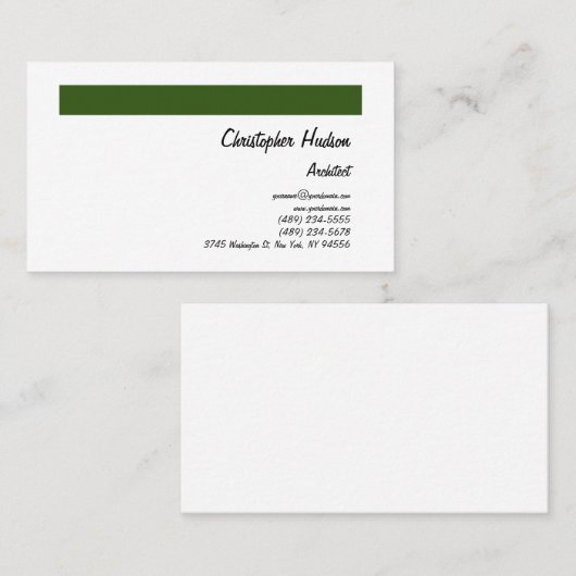 プロフェッショナルの森の緑の白い平野の建築家 名刺 (正面/裏面)