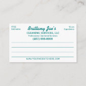 プロフェッショナルの清掃/清掃/清掃業務 名刺 (裏面)