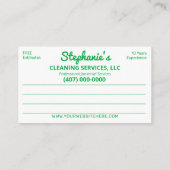 プロフェッショナルの清掃/清掃/清掃業務 名刺 (裏面)
