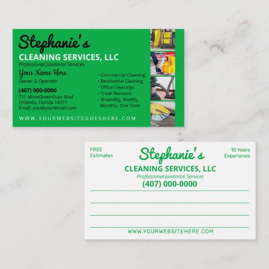 プロフェッショナルの清掃/清掃/清掃業務 名刺 (正面/裏面)