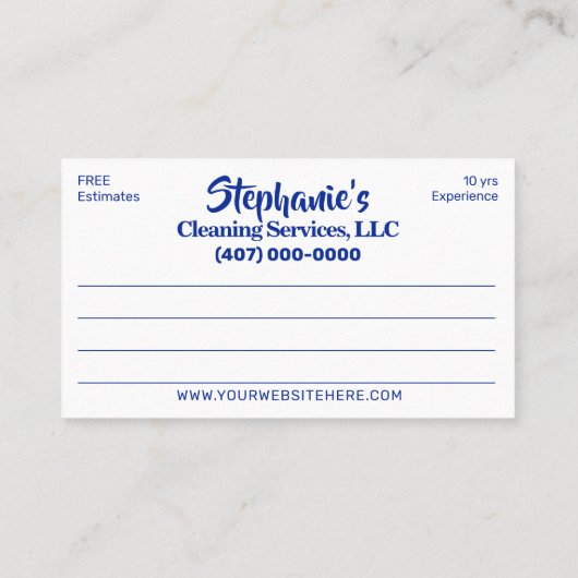 プロフェッショナルの清掃/清掃/清掃業務 名刺 (裏面)