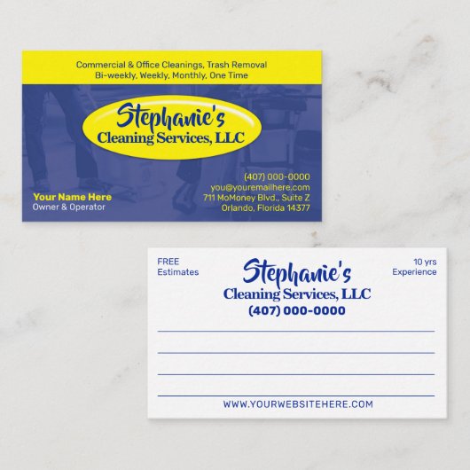 プロフェッショナルの清掃/清掃/清掃業務 名刺 (正面/裏面)