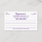 プロフェッショナルの清掃/清掃/清掃業務 名刺 (裏面)