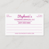 プロフェッショナルの清掃/清掃/清掃業務 名刺 (裏面)