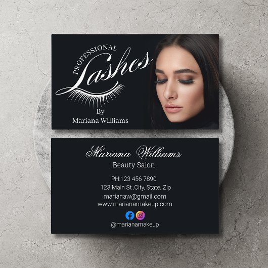 プロフェッショナルの点滅、美しいの黒い写真スタイリッシュ 名刺