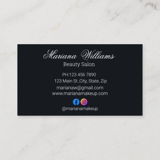 プロフェッショナルの点滅、美しいの黒い写真スタイリッシュ 名刺 (裏面)