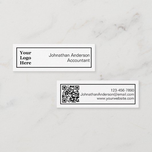 プロフェッショナルの白黒あなたのロゴとQRコード コーリングカード (正面/裏面)