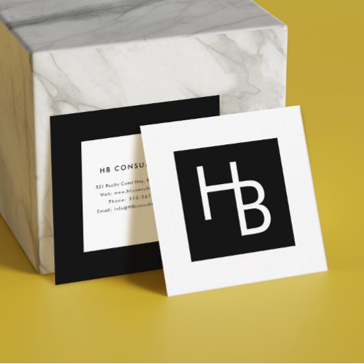 プロフェッショナルの白黒あなたのロゴ スクエア名刺