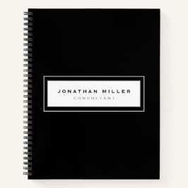 プロフェッショナルの白黒の枠の名前とタイトル ノートブック