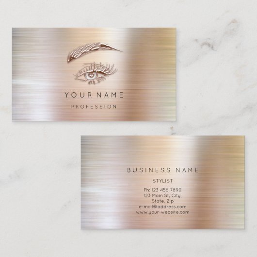 プロフェッショナルの眉メイクアップロゴバラMetall 名刺 (正面/裏面)