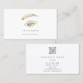 プロフェッショナルの眉メイクアップロゴホワイトQRCode 名刺 (正面/裏面)