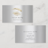 プロフェッショナルの眉メイクアップロゴ金ゴールドグレー 名刺 (正面/裏面)