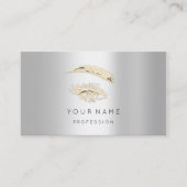 プロフェッショナルの眉メイクアップロゴ金ゴールドグレー 名刺 (正面)