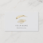 プロフェッショナルの眉メイクアップロゴ金ゴールドグレー 名刺 (正面)