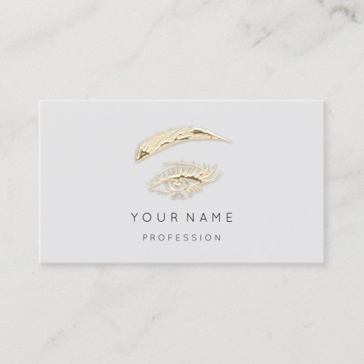 プロフェッショナルの眉メイクアップロゴ金ゴールドグレー 名刺 (正面)