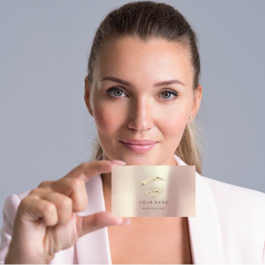 プロフェッショナルの眉メイクアップロゴ金ゴールドバラ部 名刺