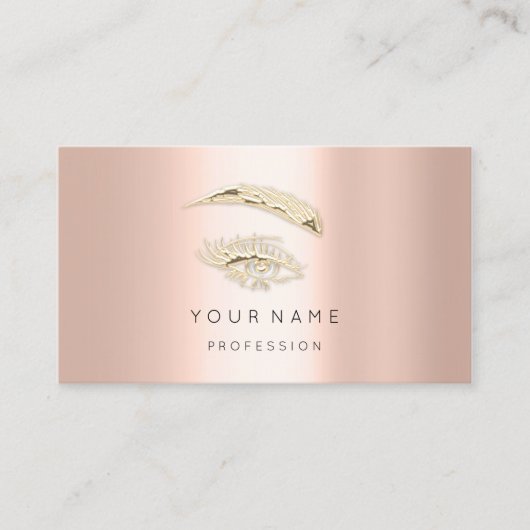 プロフェッショナルの眉メイクアップロゴ金ゴールドバラ 名刺 (正面)