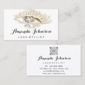 プロフェッショナルの眉メイクアップロゴ金ゴールドブルー 名刺 (正面/裏面)