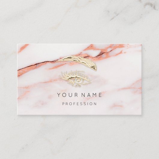 プロフェッショナルの眉メイクアップロゴ金ゴールド大理石 名刺 (正面)