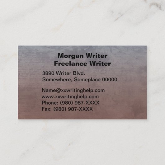 プロフェッショナルの自然濃淡抽象芸術フリーランスのライター 名刺 (裏面)