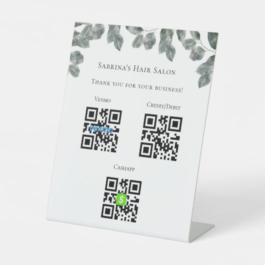 プロフェッショナルの葉のスキャンからビジネスサインを支払う 台座サイン (正面)