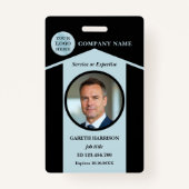 プロフェッショナルの黒い青い写真ID バッジ (正面)