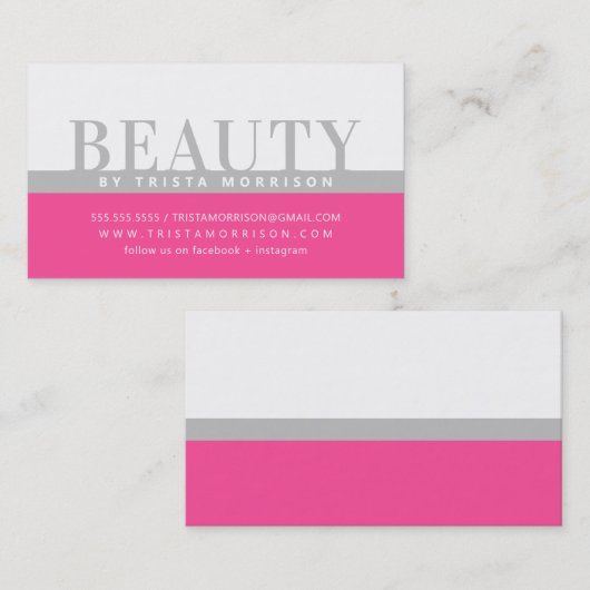 プロフェッショナルはっきりしたの色ブロック灰色キャンディピンク 名刺 (正面/裏面)
