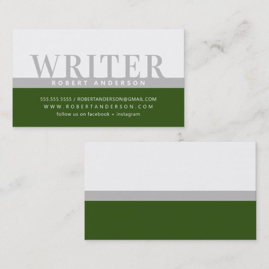 プロフェッショナルはっきりしたの色ブロック灰色ダークグリーン 名刺 (正面/裏面)