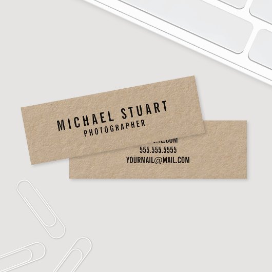 プロフェッショナルはっきりした文字クラフト紙 スキニー名刺