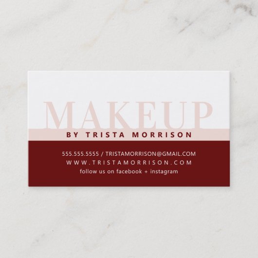 プロフェッショナルはっきりした色ブロック暗赤色赤面ピンク 名刺 (正面)