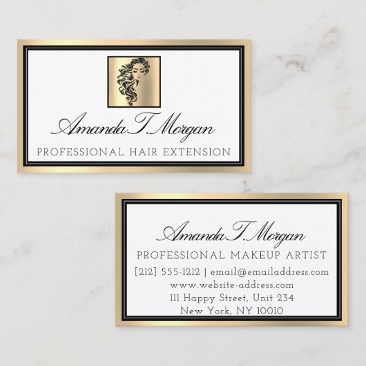 プロフェッショナルまつ毛の延長まつ毛金ゴールドルクス 名刺 (正面/裏面)