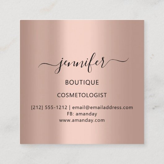 プロフェッショナルまつ毛の延長メイクアップアーティストビップス スクエア名刺 (裏面)