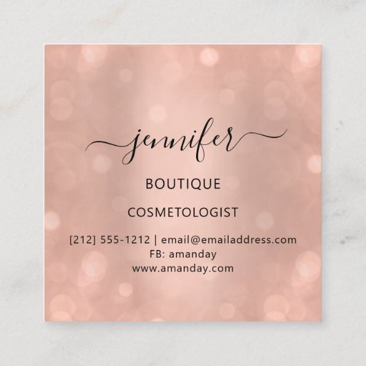 プロフェッショナルまつ毛エクステンションメイクアップアーティストスキン スクエア名刺 (裏面)