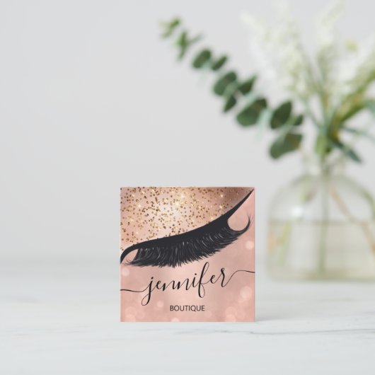 プロフェッショナルまつ毛エクステンションメイクアップアーティストスキン スクエア名刺 (スタンド正面)