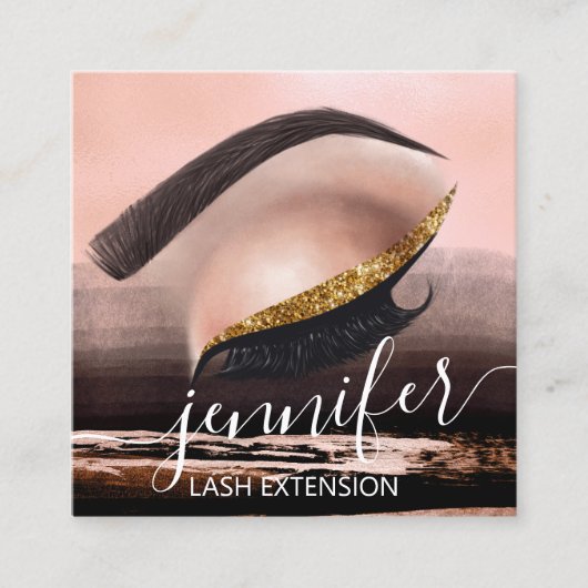 プロフェッショナルまつ毛エクステンションメイクアップアーティスト絵を描 スクエア名刺 (正面)