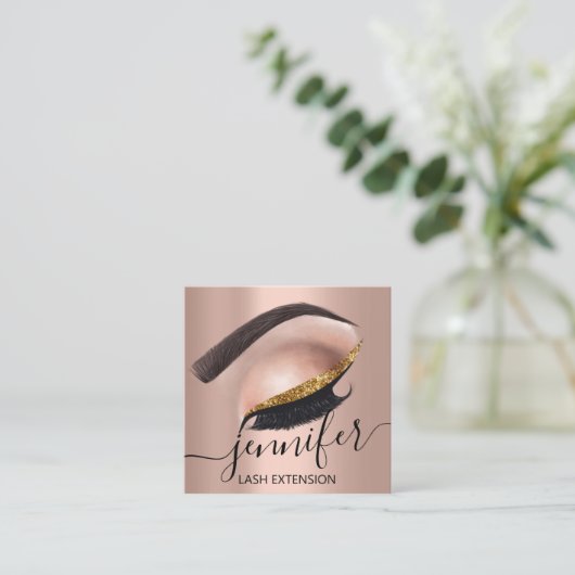 プロフェッショナルまつ毛エクステンションメイクアップアーティストMUA スクエア名刺 (スタンド正面)