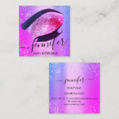 プロフェッショナルまつ毛エクステンションメイクアップホットピンク スクエア名刺 (正面/裏面)