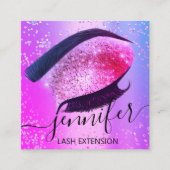 プロフェッショナルまつ毛エクステンションメイクアップホットピンク スクエア名刺 (正面)