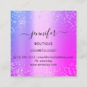 プロフェッショナルまつ毛エクステンションメイクアップホットピンク スクエア名刺 (裏面)