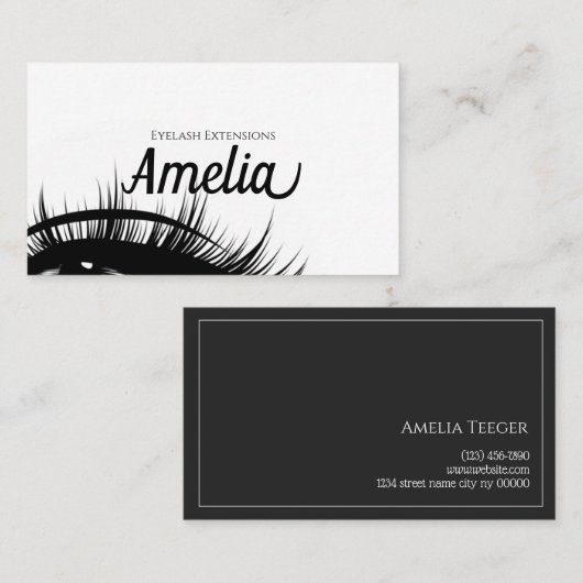 プロフェッショナルまつ毛エクステンション&マイクロブラディング 名刺 (正面/裏面)