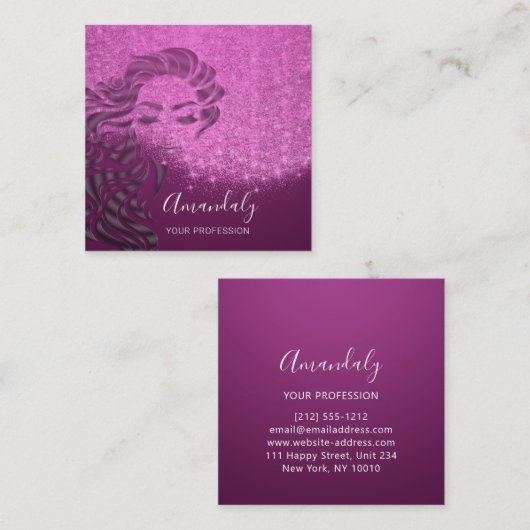 プロフェッショナルまつ毛サロンピンクベリー スクエア名刺 (正面/裏面)