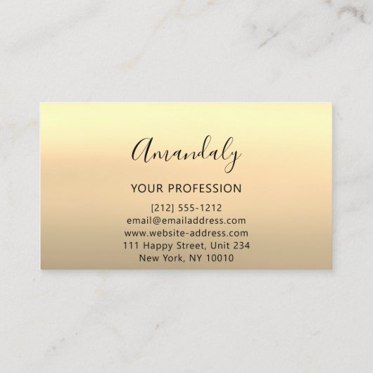 プロフェッショナルまつ毛サロン金ゴールド グラデーション 名刺 (裏面)