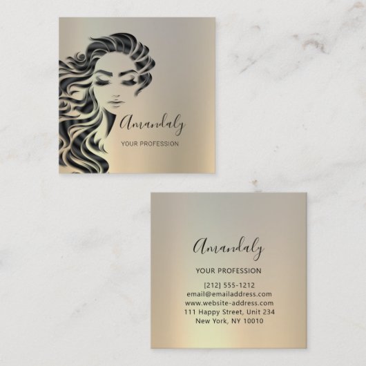 プロフェッショナルまつ毛ヘアサロングレースクエア スクエア名刺 (正面/裏面)