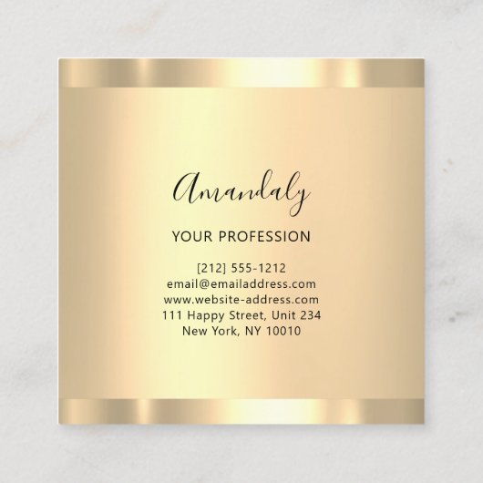 プロフェッショナルまつ毛ヘアサロン金ゴールドスクエア スクエア名刺 (裏面)