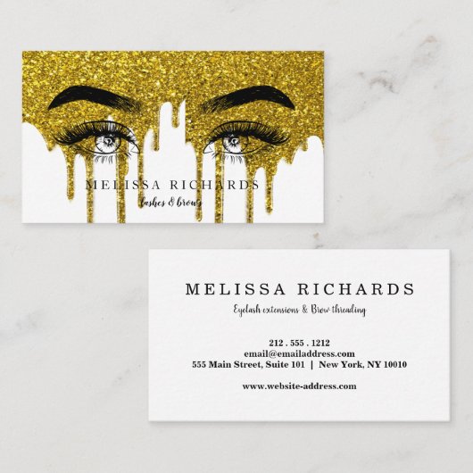 プロフェッショナルまつ毛メイクアップアーティストブラックドリップ 名刺 (正面/裏面)