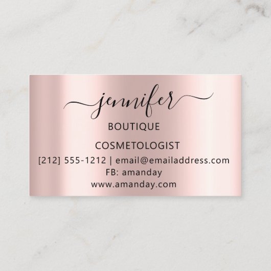 プロフェッショナルまつ毛MUAメイクアップアーティストブロウズピンキー 名刺 (裏面)