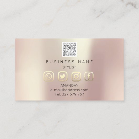 プロフェッショナルまぶしメイクアップロゴソーシャルメディア 名刺 (裏面)