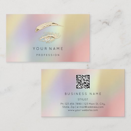 プロフェッショナルまぶしメイクアップQRロゴ 名刺 (正面/裏面)