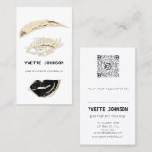 プロフェッショナルまぶし眉メイクアップロゴQRコードリップ 名刺 (正面/裏面)