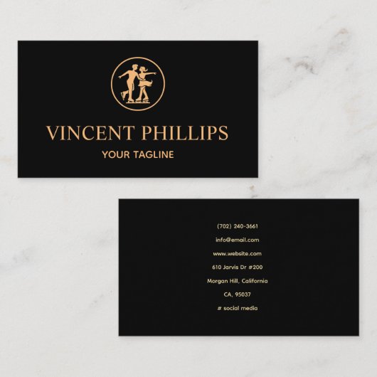 プロフェッショナルアイススケートで滑るコーチ、ブラックの金ゴールドロゴ 名刺 (正面/裏面)